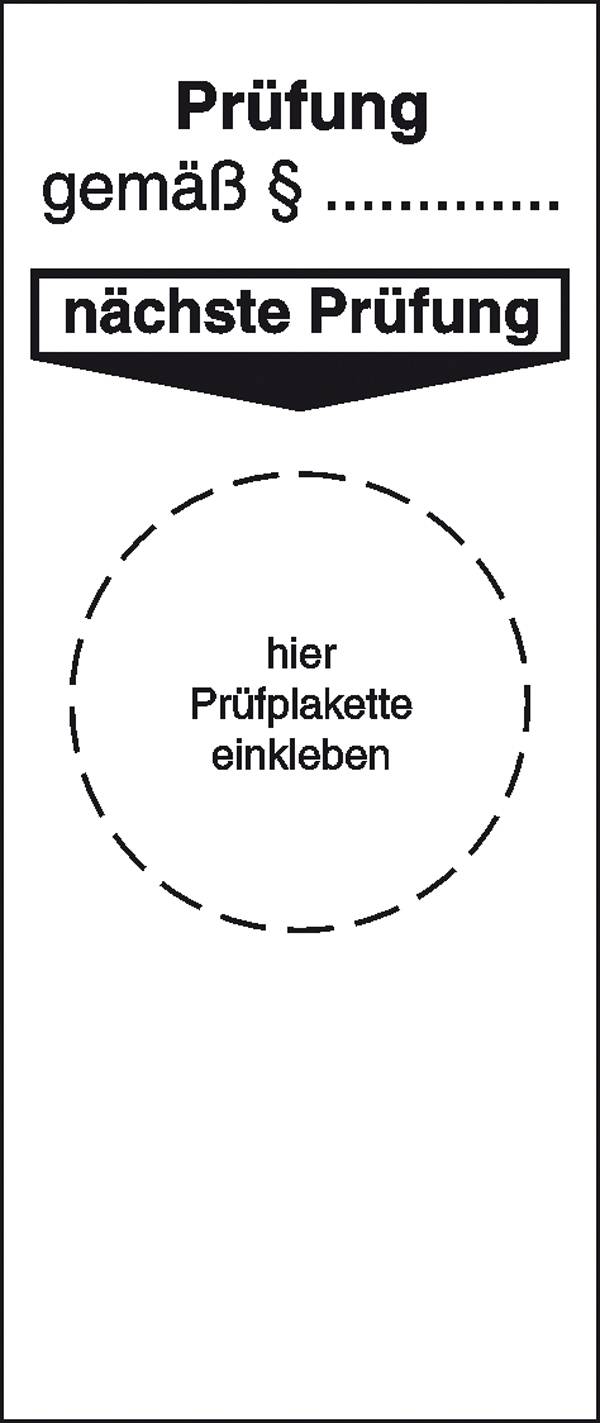 SafetyMarking 30.3667 Grundplakette Prüfung gemäß Weiß Folie selbstklebend (L x B) 95 mm x 40 mm 4 St.