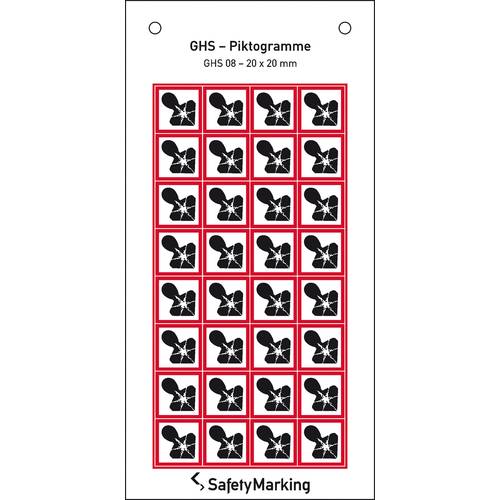 SafetyMarking 30.B1039 GHS-Gefahrenpiktogramm 08 Gesundheitsgefahr Folie selbstklebend (B x H) 20 mm x 20 mm 32 St.