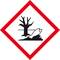 GHS-Piktogramm mit rotem Rahmen zeigt einen toten Fisch und einen abgestorbenen Baum, symbolisiert umweltgefährdende Stoffe.
