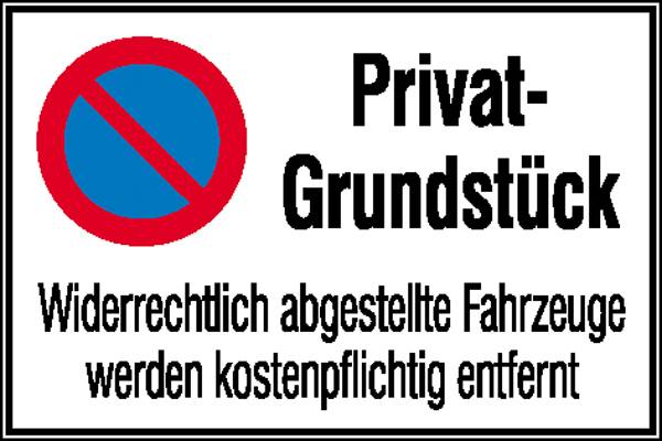 Verbotsschild Eingeschränktes Halteverbot, Privatgrundstück Aluminium (B x H) 600 mm x 400 mm   1 St.