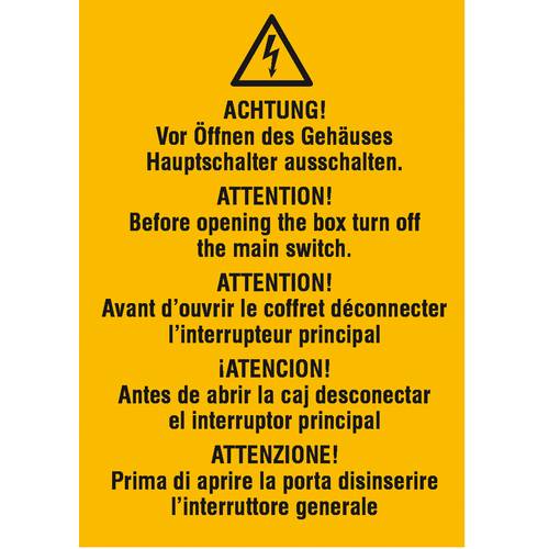 Warn-Kombischild Achtung Folie selbstklebend (B x H) 74 mm x 105 mm ISO 7010 1 St.