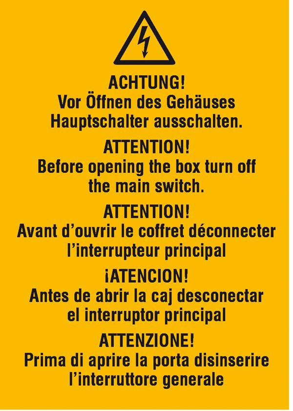 Warn-Kombischild Achtung Folie selbstklebend (B x H) 74 mm x 105 mm   ISO 7010 1 St.