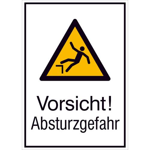 Thumbnail - Warn-Kombischild Vorsicht! Absturzgefahr Folie selbstklebend (B x H) 131 mm x 185 mm ISO 7010 1 St.