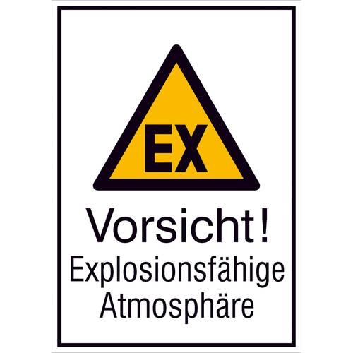 Thumbnail - Warn-Kombischild,Folie,Vorsicht!Expl.Atmosphäre,13,1x18,5 cm DIN 4844-2 D-W021 + Zusatztext ASR A1.3 D-W021 + Zusatztext
