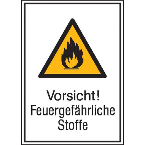 Thumbnail - Warn-Kombischild Vorsicht! Feuergefährliche Stoffe Folie selbstklebend (B x H) 131 mm x 185 mm ISO 7010 1 St.