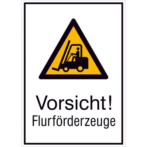 Thumbnail - Warn-Kombischild Vorsicht! Flurförderfahrzeuge Aluminium (B x H) 131 mm x 185 mm ISO 7010 1 St.