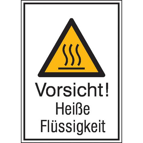 Thumbnail - Warn-Kombischild Vorsicht! Heiße Flüssigkeit Aluminium (B x H) 131 mm x 185 mm ISO 7010 1 St.