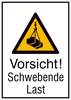 Warn-Kombischild,Alu,Vorsicht! Schwebende Last,26,2x37,1 cm DIN EN ISO 7010 W015 + Zusatztext ASR A1.3 W015 + Zusatztext