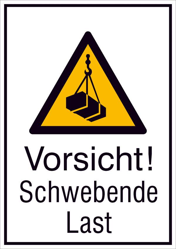 Warn-Kombischild Vorsicht! Schwebende Last Folie selbstklebend (B x H) 131 mm x 185 mm ISO 7010 1 St.