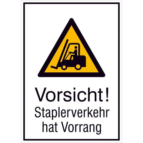 Warn-Kombischild Vorsicht! Staplerverkehr hat Vorrang Aluminium (B x H) 262 mm x 371 mm 1 St.