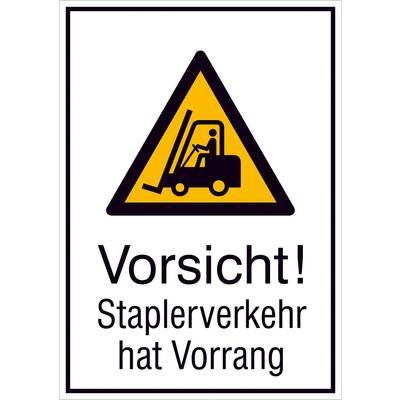 Warn-Kombischild Vorsicht! Staplerverkehr hat Vorrang Aluminium (B x H) 262 mm x 371 mm    1 St.