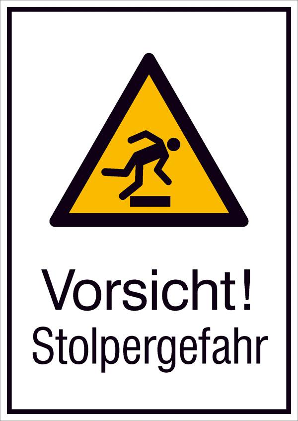 Warn-Kombischild Vorsicht! Stolpergefahr Folie selbstklebend (B x H) 131 mm x 185 mm ISO 7010 1 St.