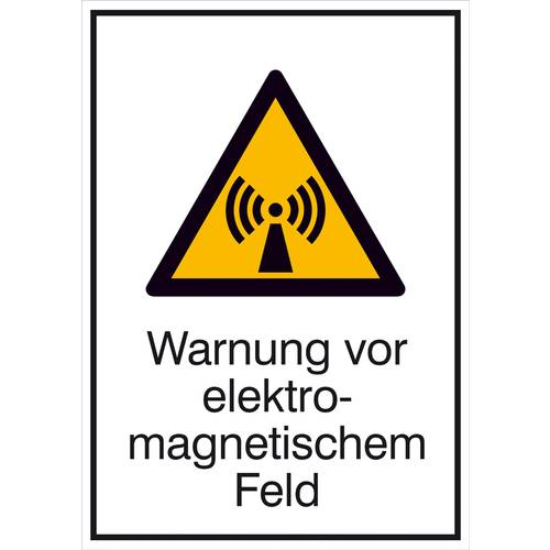 Thumbnail - Warn-Kombischild Warnung vor elektromagnetischem Feld Aluminium (B x H) 262 mm x 371 mm ISO 7010 1 St.