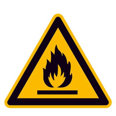 Warnschild Feuergefährliche Stoffe Aluminium   200 mm ISO 7010 1 St.