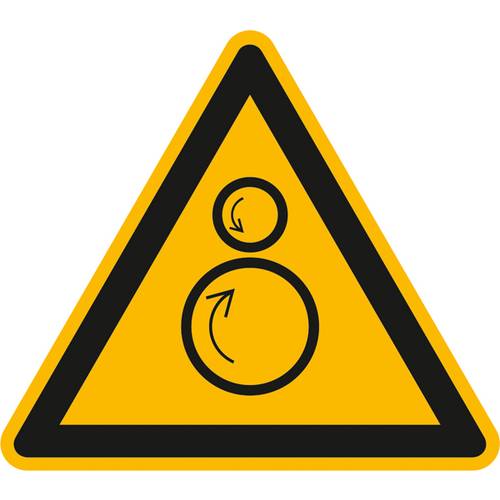 Thumbnail - Warnschild Gegenläufiges Rollen Folie selbstklebend 50 mm 10 St.