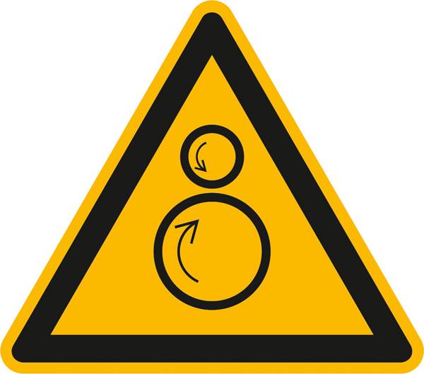 Warnschild Gegenläufiges Rollen Folie selbstklebend   50 mm  10 St.