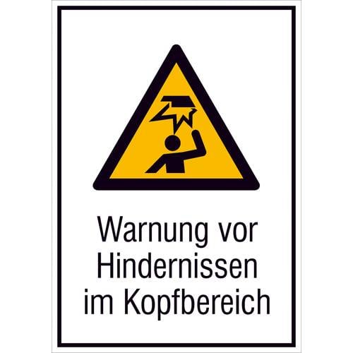 Thumbnail - Warn-Kombischild,Folie,Warnung vor Hindern.,13,1x18,5 cm DIN EN ISO 7010 W020 + Zusatztext