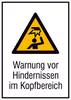 Warn-Kombischild,Folie,Warnung vor Hindern.,13,1x18,5 cm DIN EN ISO 7010 W020 + Zusatztext