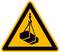 Warnschild mit Symbol eines angehobenen Lasts mit Kranhaken.