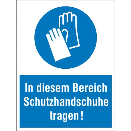 Gebotsschild Schutzhandschuhe benutzen, Hygiene und Abstand Kunststoff (B x H) 300 mm x 400 mm ISO 7010 1 St.