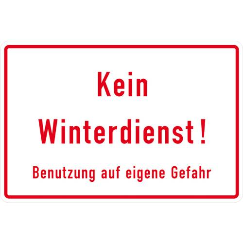 SafetyMarking 11.9771 Hinweisschild Kein Winterdienst! Benutzung auf eigene Gefahr Aluminium (B x H) 300 mm x 200 mm 1 S...