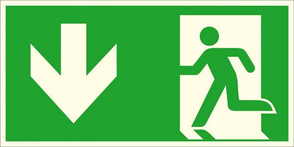 Fluchtwegschild Aluminium Notausgang links, abwärts SafetyMarking 15.A1017 (B x H) 400 mm x 200 mm ISO 7010 1 St.