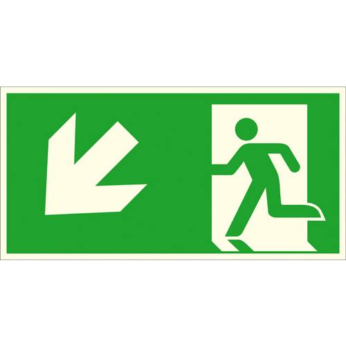 Fluchtwegschild Aluminium Notausgang links, schräg abwärts SafetyMarking 15.A1027 (B x H) 400 mm x 200 mm ISO 7010 1 St.