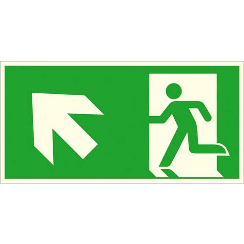 Fluchtwegschild Aluminium Notausgang links, schräg aufwärts SafetyMarking 15.A1030 (B x H) 300 mm x 150 mm ISO 7010 1 St...