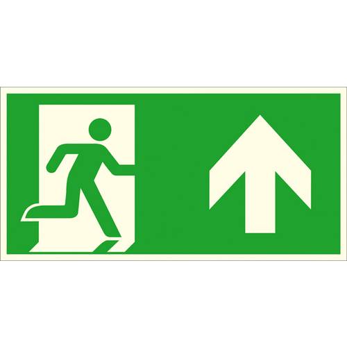 Fluchtwegschild Aluminium Notausgang rechts, aufwärts, geradeaus SafetyMarking 15.A1052 (B x H) 400 mm x 200 mm ISO 7010...
