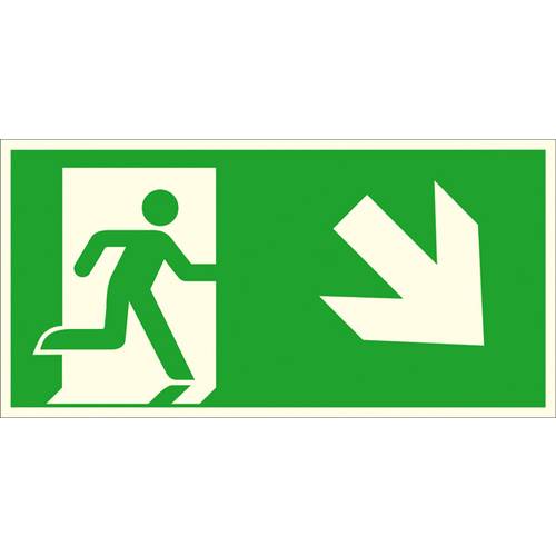 Fluchtwegschild Folie Notausgang rechts, schräg abwärts SafetyMarking 38.A1067 (B x H) 400 mm x 200 mm ISO 7010 1 St.