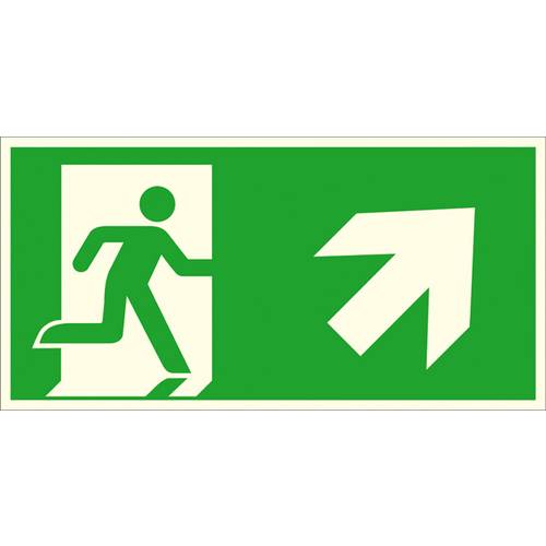 Fluchtwegschild Folie Notausgang rechts, schräg aufwärts SafetyMarking 38.A1072 (B x H) 400 mm x 200 mm ISO 7010 1 St.
