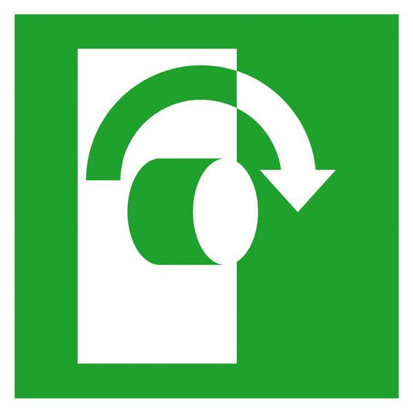 Fluchtwegschild Folie Öffnung durch Rechtsdrehung SafetyMarking 38.A2055 (B x H) 100 mm x 100 mm ISO 7010 1 St.