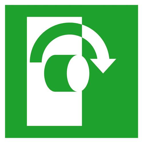 Fluchtwegschild Folie Öffnung durch Rechtsdrehung SafetyMarking 38.A2055 (B x H) 100 mm x 100 mm ISO 7010 1 St.