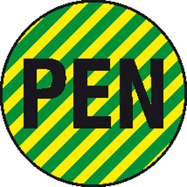 SafetyMarking 30.1550 Etiketten PEN (Neutralleiter mit Schutzfunktion) Folie selbstklebend (Ø) 16 mm 16 mm  EN 60454 28 St.