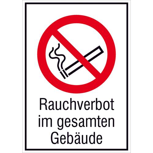 Thumbnail - Verbotsschild Rauchen im gesamten Gebäude verboten Folie selbstklebend (B x H) 105 mm x 148 mm ISO 7010 1 St.