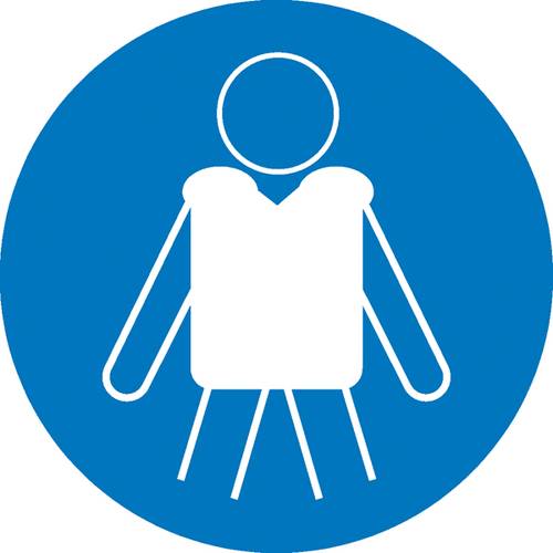 Thumbnail - Gebotsschild Rettungsweste benutzen Folie selbstklebend (Ø) 100 mm DIN 4844-2 1 St.