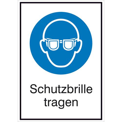 Gebotsschild Schutzbrille benutzen, Hygiene und Abstand Aluminium (B x H) 131 mm x 185 mm ISO 7010 1 St.