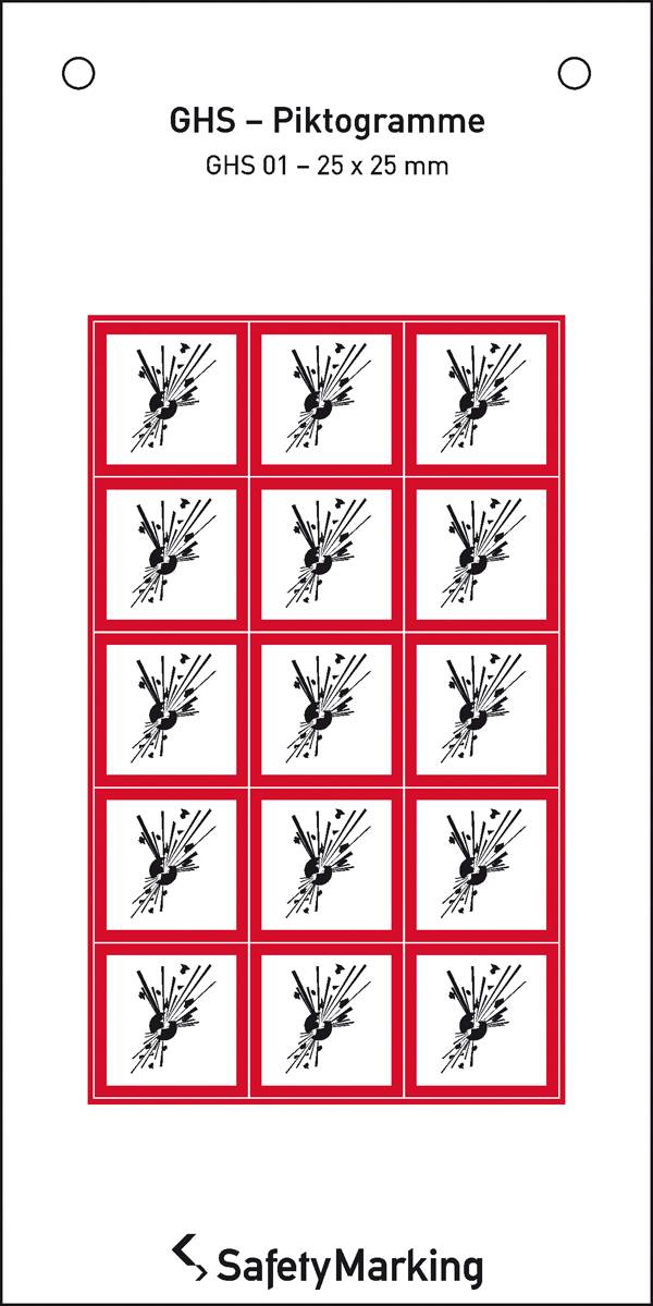 SafetyMarking 30.B1010 GHS-Gefahrenpiktogramm 01 explodierende Bombe Folie selbstklebend (B x H) 25 mm x 25 mm    15 St.