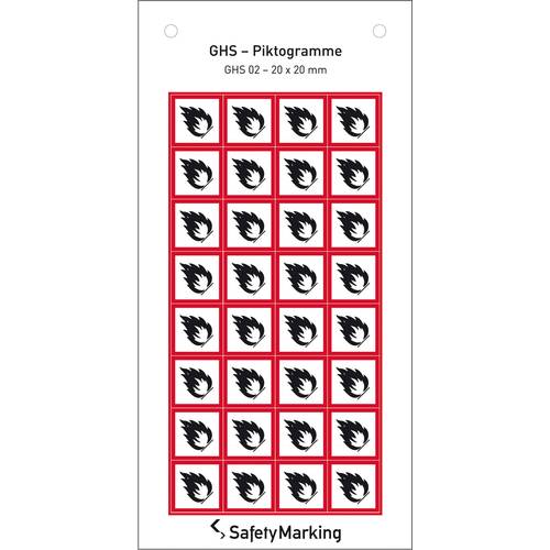 SafetyMarking 30.B1013 GHS-Gefahrenpiktogramm 02 Flamme Folie selbstklebend (B x H) 20 mm x 20 mm 32 St.