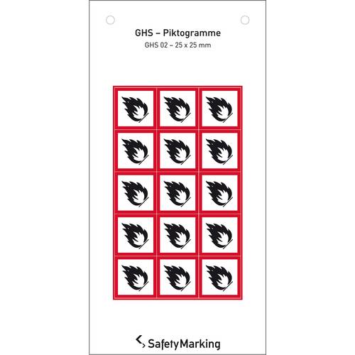 SafetyMarking 30.B1014 GHS-Gefahrenpiktogramm 02 Flamme Folie selbstklebend (B x H) 25 mm x 25 mm 15 St.