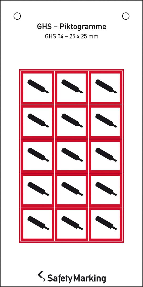 SafetyMarking 30.B1022 GHS-Gefahrenpiktogramm 04 Gasflasche Folie selbstklebend (B x H) 25 mm x 25 mm    15 St.