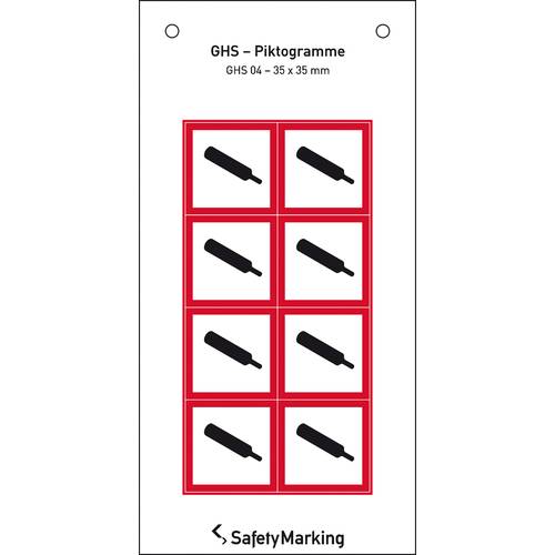 SafetyMarking 30.B1023 GHS-Gefahrenpiktogramm 04 Gasflasche Folie selbstklebend (B x H) 35 mm x 35 mm 8 St.