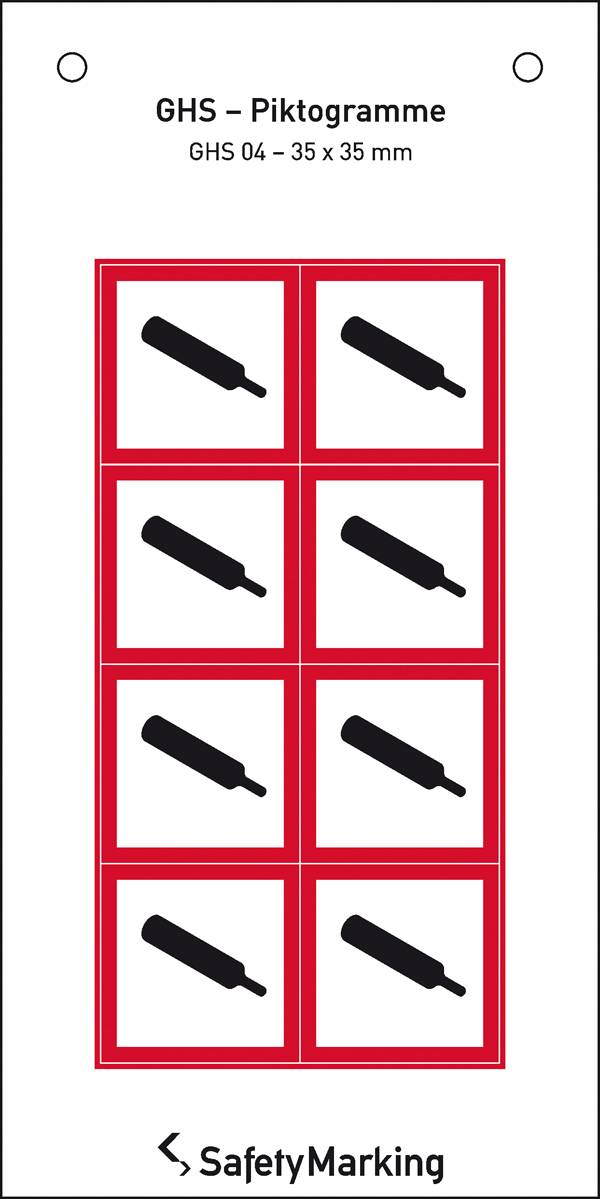 SafetyMarking 30.B1023 GHS-Gefahrenpiktogramm 04 Gasflasche Folie selbstklebend (B x H) 35 mm x 35 mm    8 St.