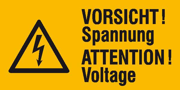 Warn-Kombischild Achtung Folie selbstklebend (B x H) 52 mm x 26 mm ISO 7010 9 St.