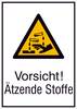 Warn-Kombischild Vorsicht! Ätzende Stoffe Folie selbstklebend (B x H) 131 mm x 185 mm ISO 7010 1 St.