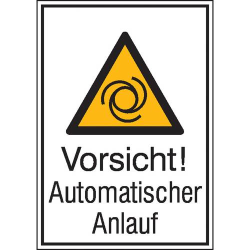 Thumbnail - Warn-Kombischild Vorsicht! Automatischer Anlauf Aluminium (B x H) 262 mm x 371 mm ISO 7010 1 St.