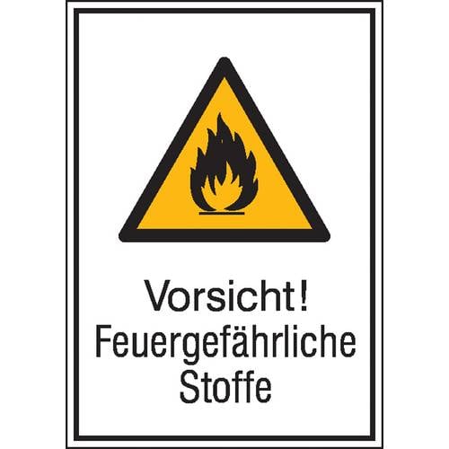Warn-Kombischild Vorsicht! Feuergefährliche Stoffe Aluminium (B x H) 262 mm x 371 mm ISO 7010 1 St.