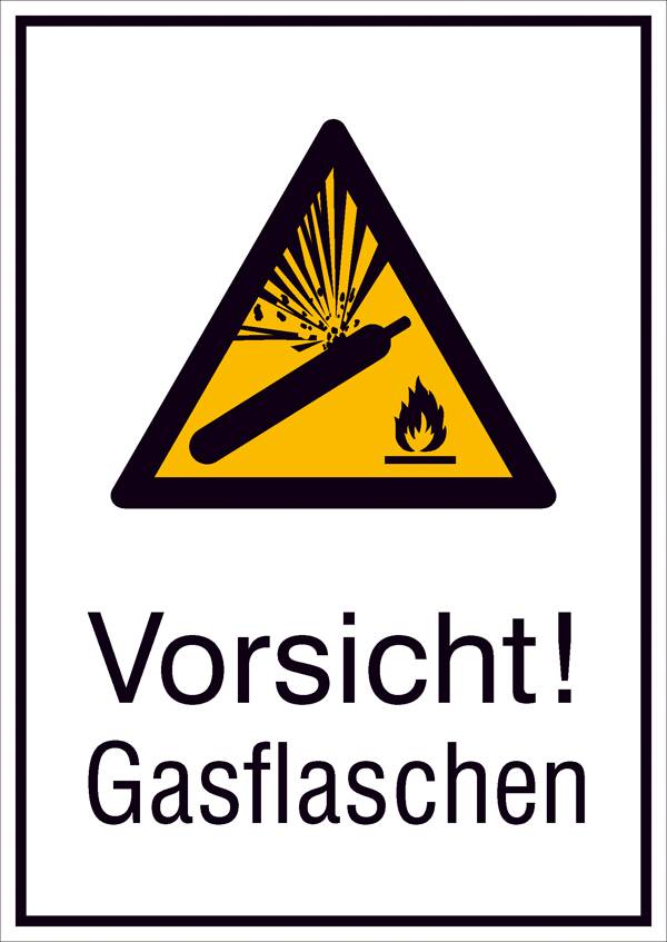 Warn-Kombischild Vorsicht! Gasflasche Aluminium (B x H) 131 mm x 185 mm   ISO 7010 1 St.