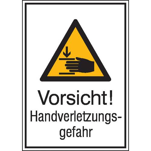 Thumbnail - Warn-Kombischild Vorsicht! Handverletzungsgefahr Folie selbstklebend (B x H) 131 mm x 185 mm ISO 7010 1 St.