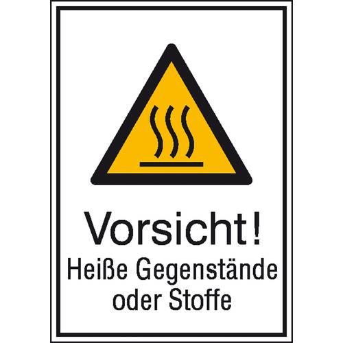 Thumbnail - Warn-Kombischild Vorsicht! Heiße Gegenstände oder Stoffe Aluminium (B x H) 262 mm x 371 mm ISO 7010 1 St.